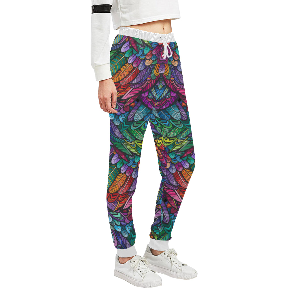 Feather Multicolor Design Print Unisex Sweatpants