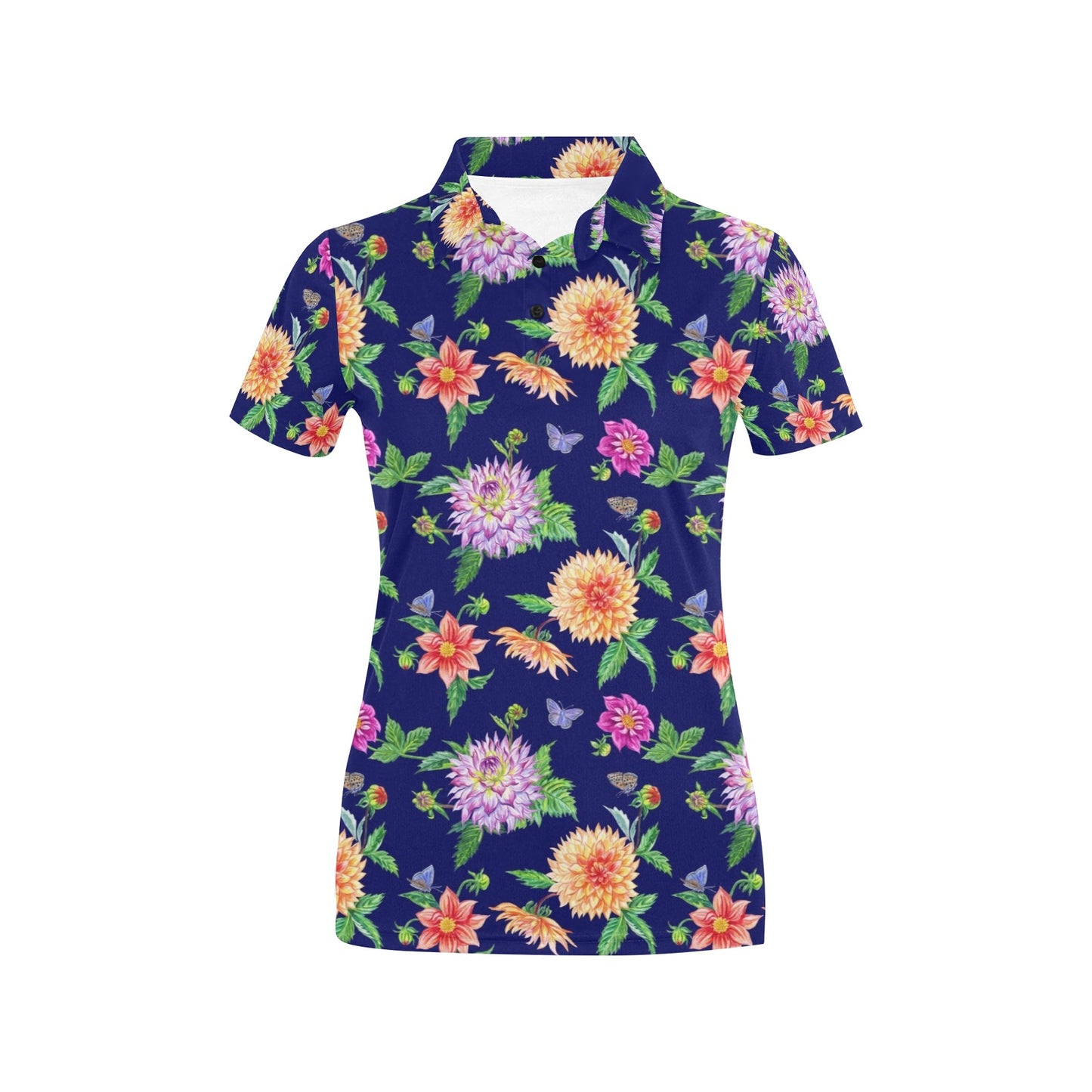 Dahlia Pattern Print Design DH010 Women's Polo Shirt