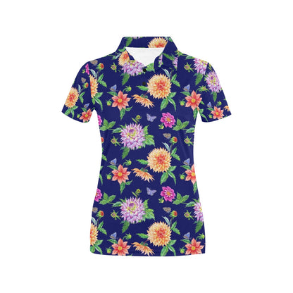 Dahlia Pattern Print Design DH010 Women's Polo Shirt