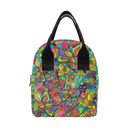 Psychedelic Trippy Flower Print Insulated Lunch Bag
