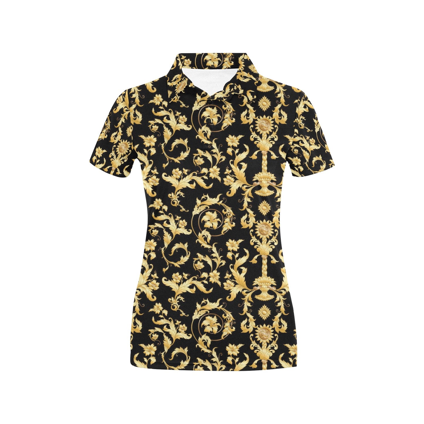 Baroque Golden Pattern Print Design 04 Women's Polo Shirt