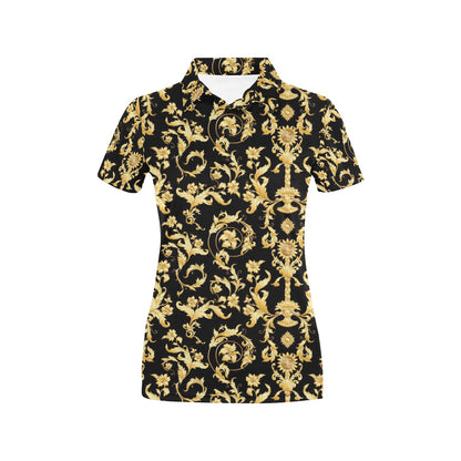 Baroque Golden Pattern Print Design 04 Women's Polo Shirt