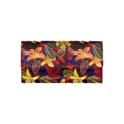 Lily Pattern Print Design LY014 Women's Trifold Wallet