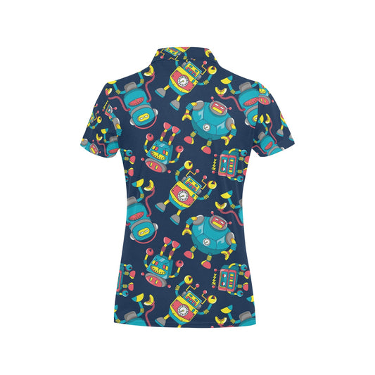 Robot Pattern Print Design A05 Women's Polo Shirt