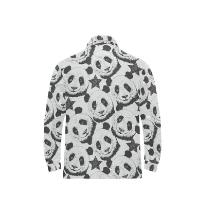 Panda Pattern Print Design A02 Long Sleeve Polo Shirt For Men's