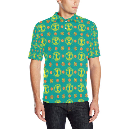 Celtic Tree of Life Print Pattern Men Polo Shirt