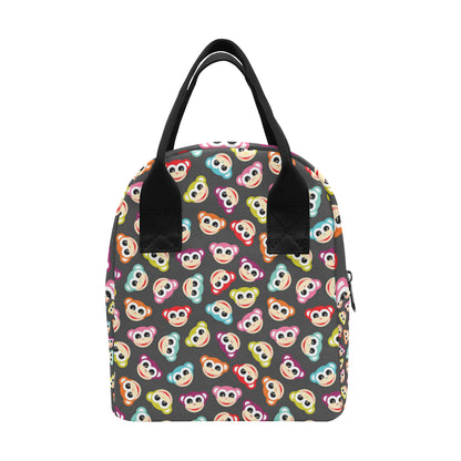 Monkey Head Design Themed Print Insulated Lunch Bag