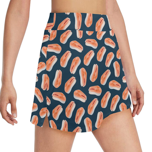 Salmon Steak Print Design LKS306 17" Golf & Pickleball Skort with Pockets