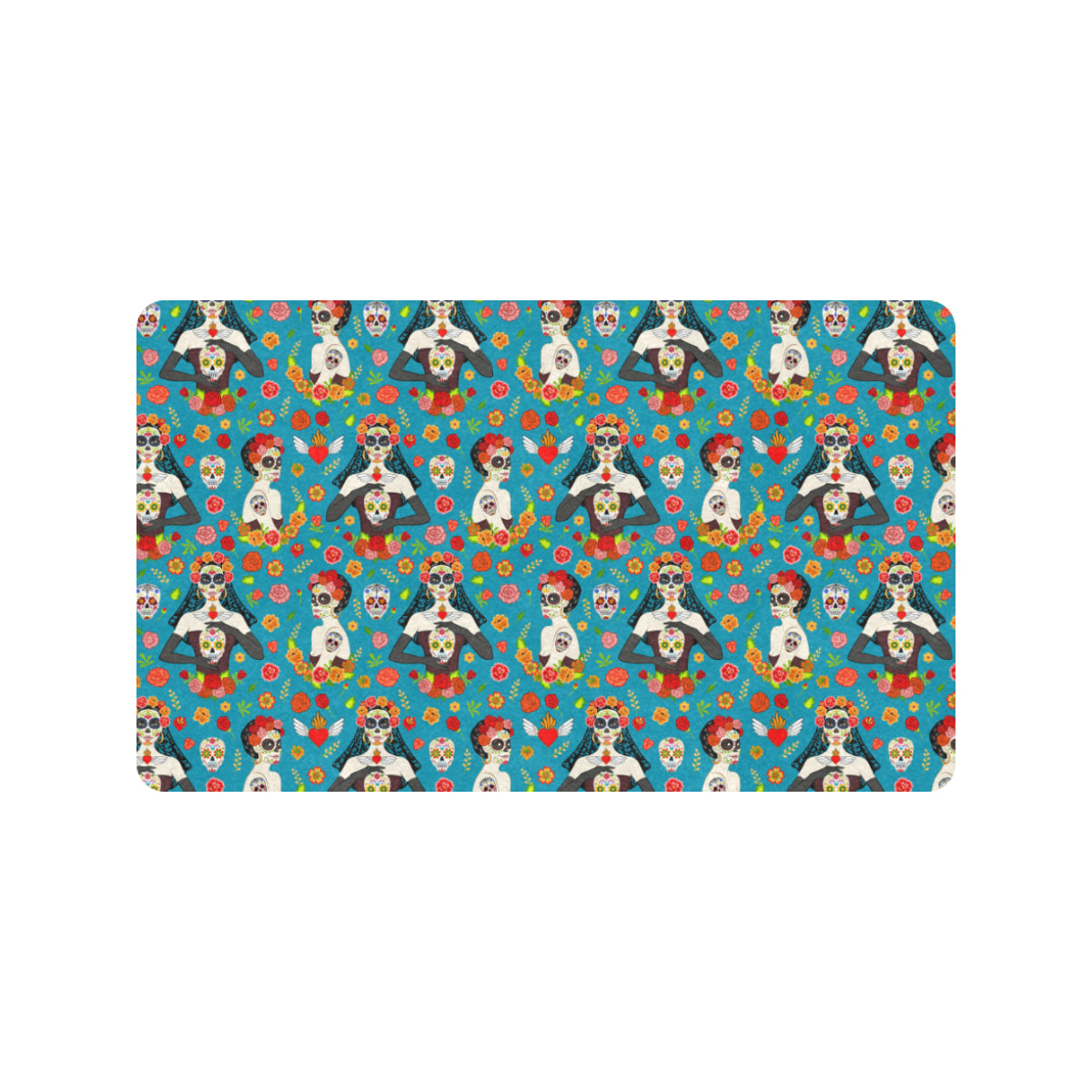 Day of the Dead Old School Girl Design Rubber Doormat