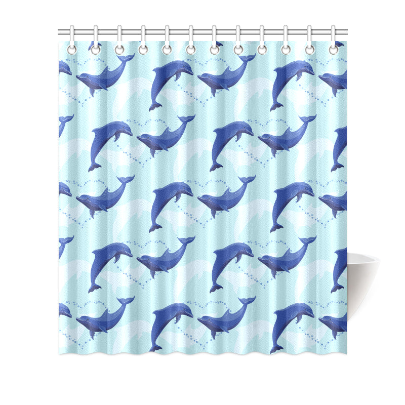 Dolphin Heart Pattern Shower Curtain