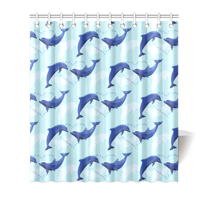 Dolphin Heart Pattern Shower Curtain