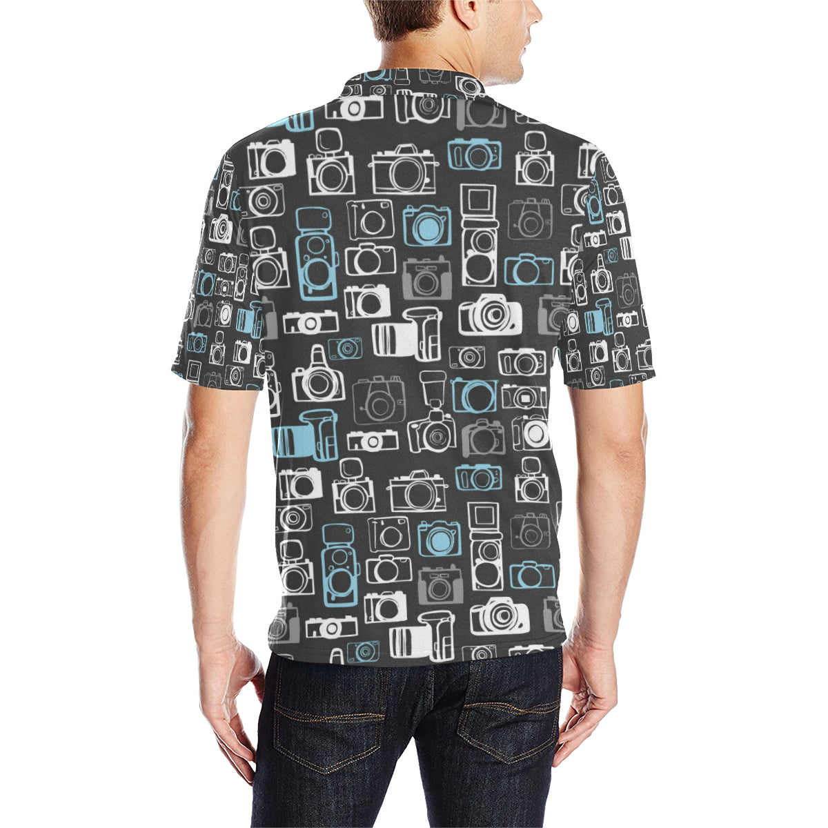 Camera Pattern Print Design 04 Men Polo Shirt
