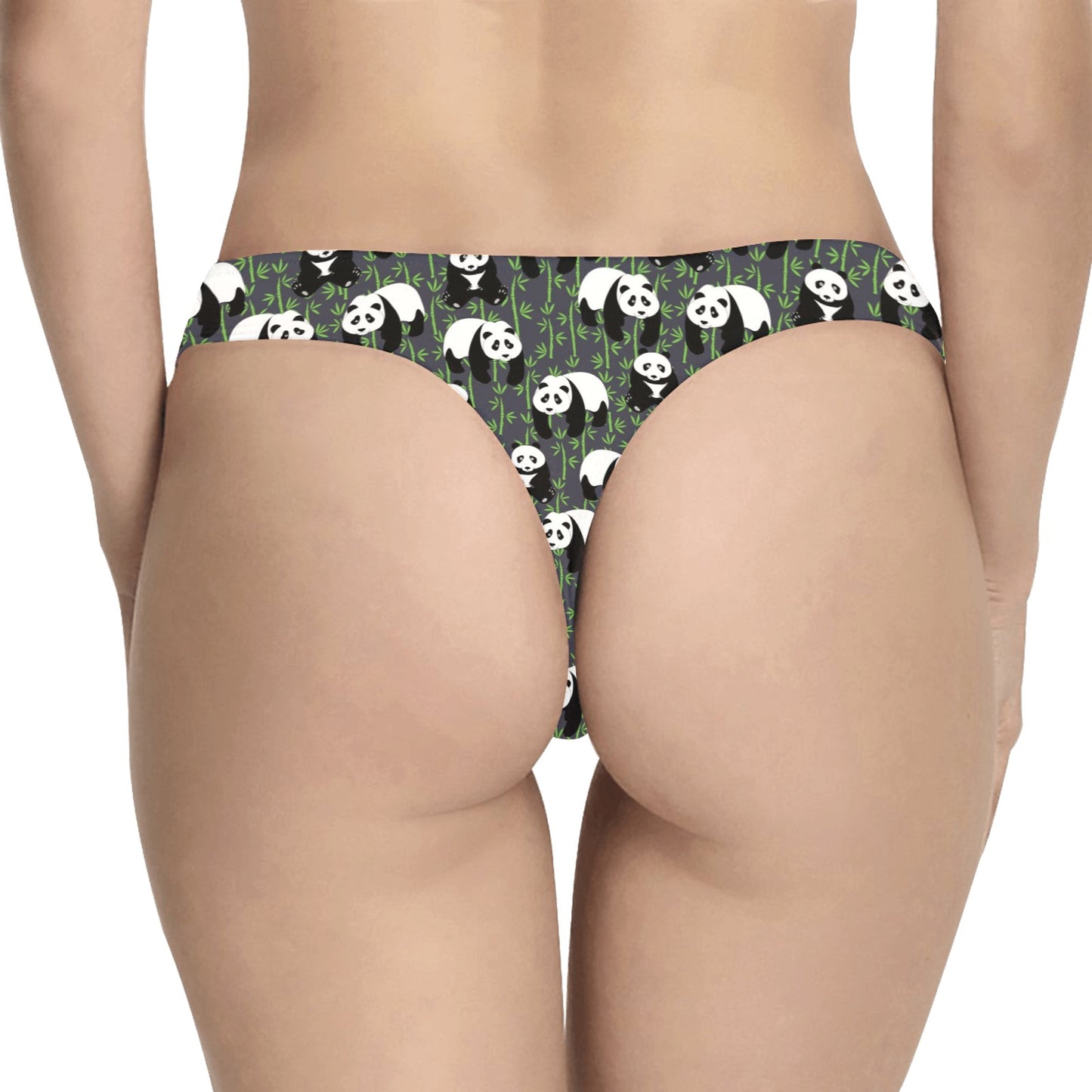 Panda Bear Bamboo Themed Print Women's Thongs