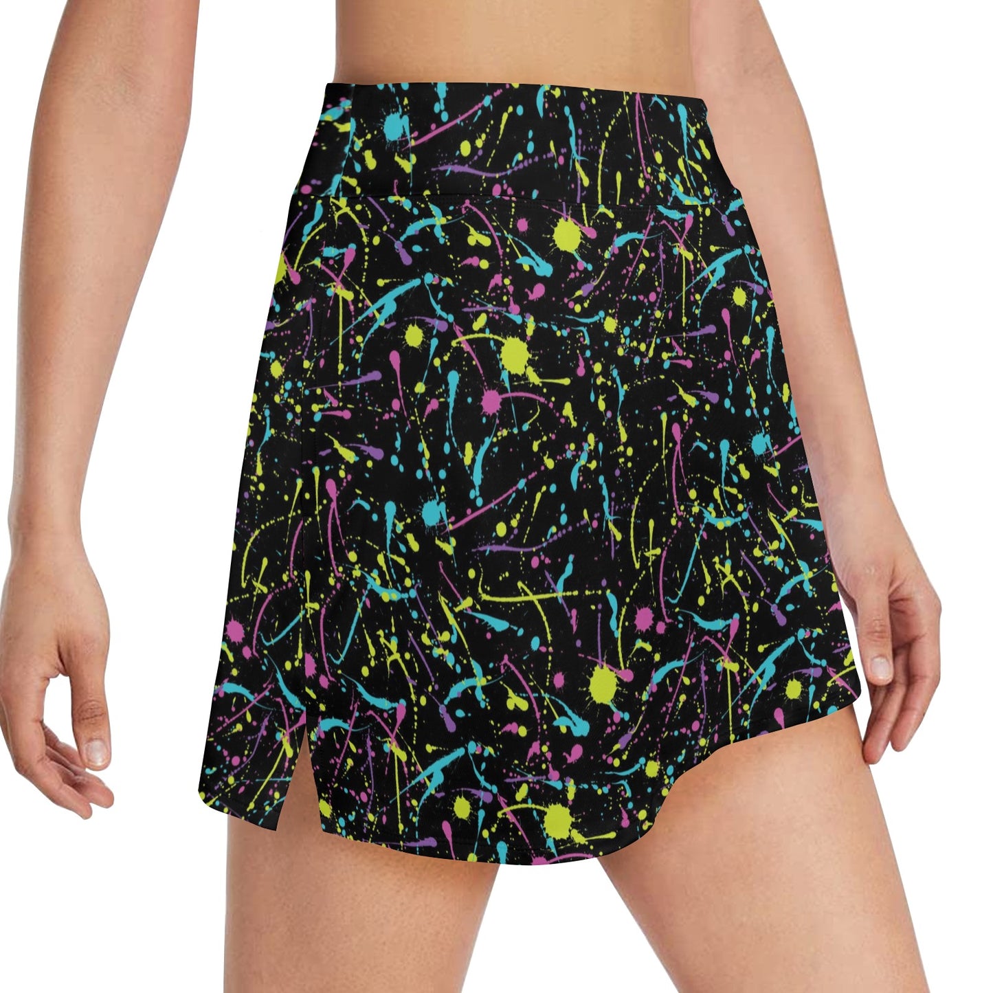 Splatter Multicolor Print Design LKS302 17" Golf & Pickleball Skort with Pockets