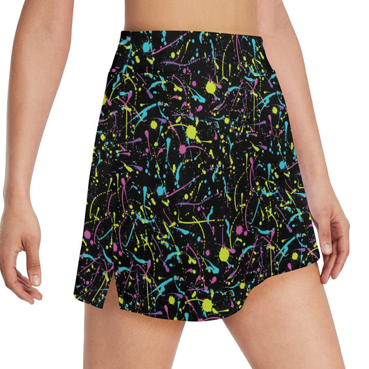 Splatter Multicolor Print Design LKS302 17" Golf & Pickleball Skort with Pockets