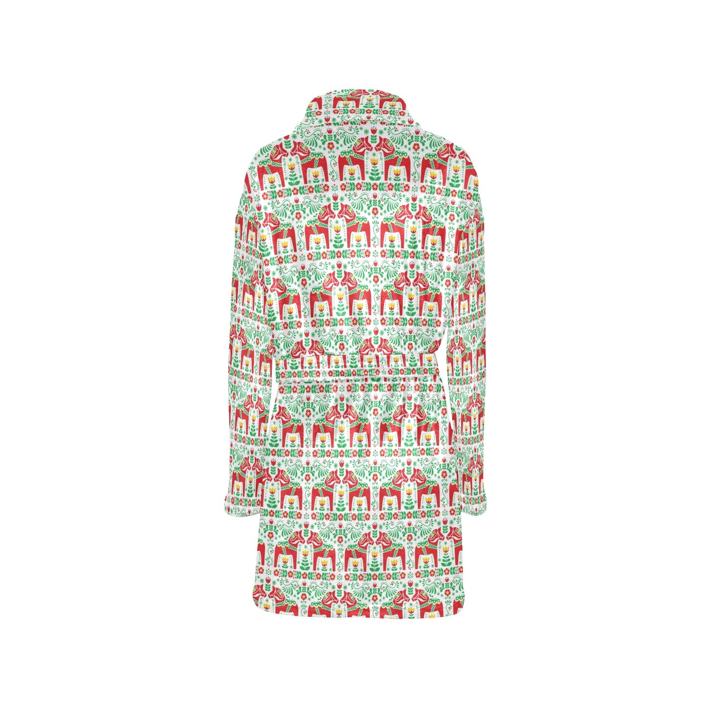 Swedish Dala Style Pattern Women's Fleece Robe
