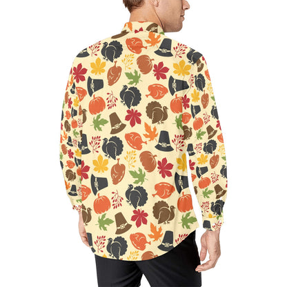 Thanksgiving Print Design LKS303 Men's Long Sleeve Dress Shirt