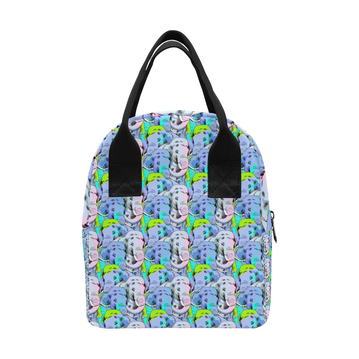 Elephant Art color Print Pattern Insulated Lunch Bag