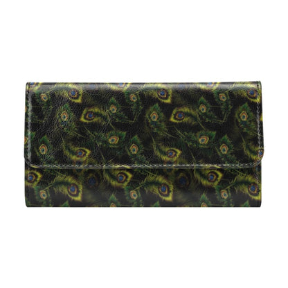 Peacock Feather Pattern Design Print Women's Trifold Wallet