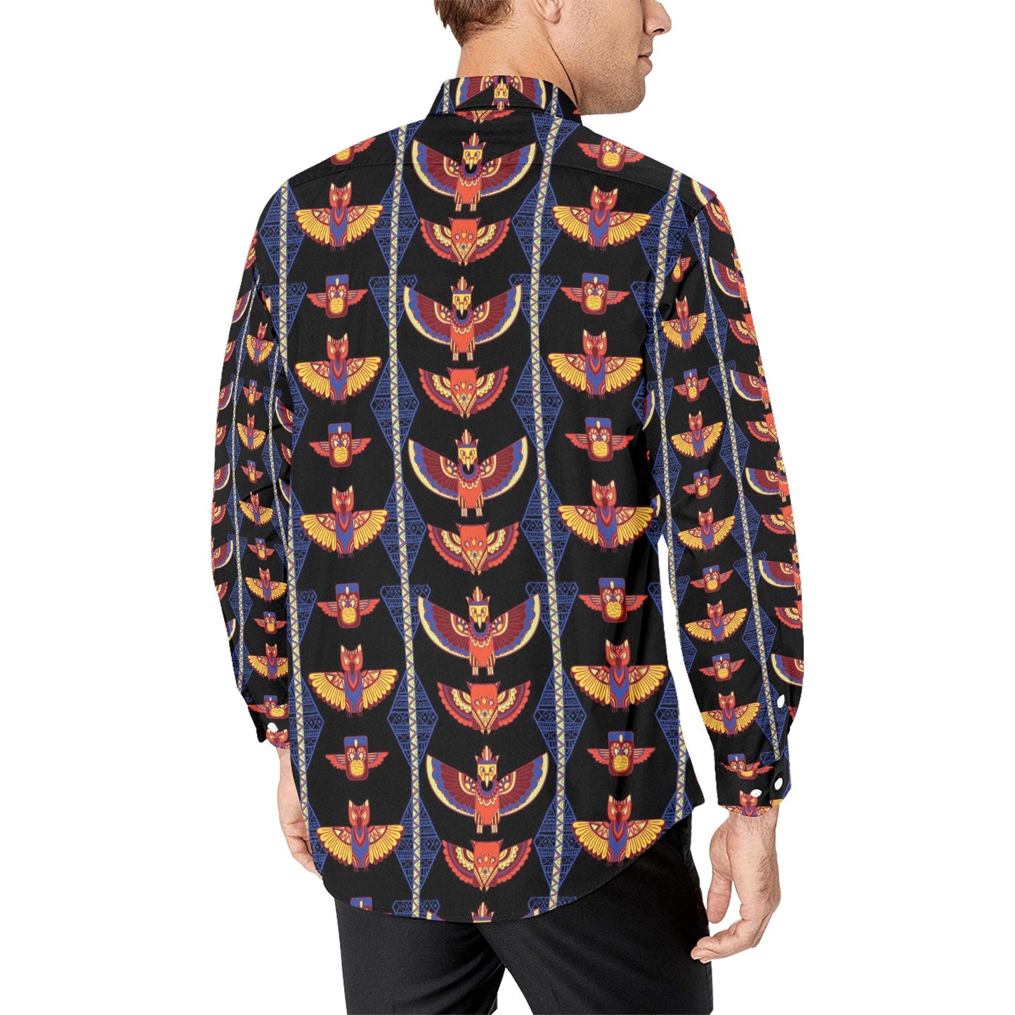 Totem Print Design LKS301 Men's Long Sleeve Dress Shirt