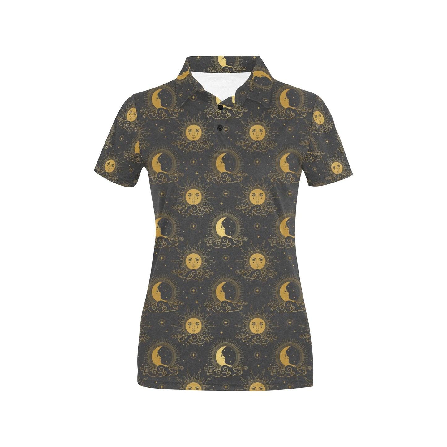 Celestial Moon Sun Pattern Print Design 05 Women's Polo Shirt