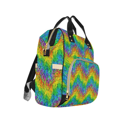 Rainbow Fur Design Print Diaper Bag Backpack