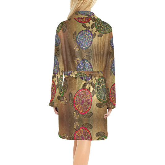 Sea Turtle Tribal Colorful Women's Fleece Robe