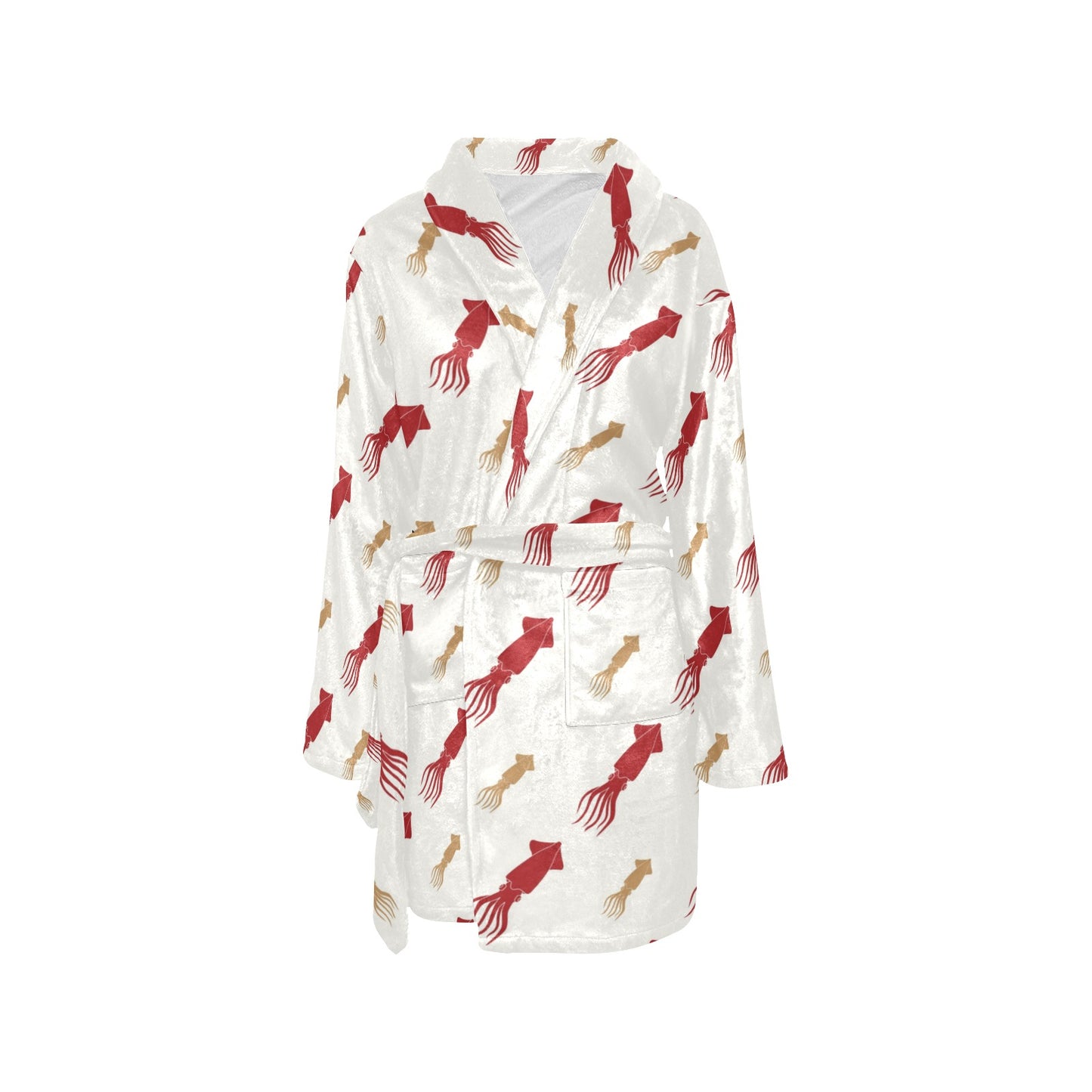 Giant Squid Pattern Print Design 01 Women's Fleece Robe
