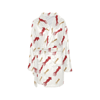 Giant Squid Pattern Print Design 01 Women's Fleece Robe