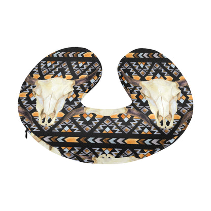 Buffalo Head Pattern Print Design 03 U-Shaped Travel Neck Pillow