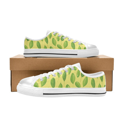 Spinach Print Design LKS302 Women's White Low Top Shoes