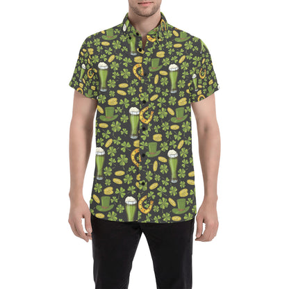 St Patricks Day Print Design LKS307 Men Short Sleeve Button Up Shirt