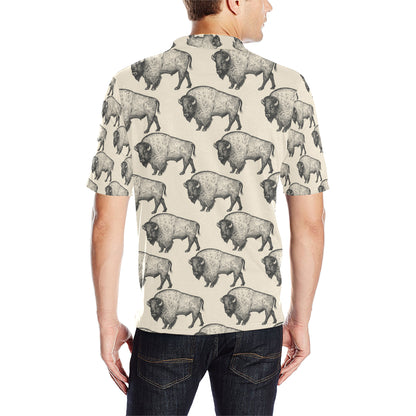Bison Pattern Print Design 02 Men Polo Shirt