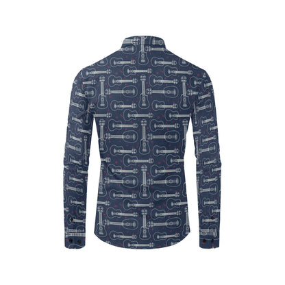 Ukulele Print Design LKS401 Men's Long Sleeve Dress Shirt