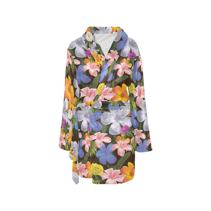 Plumeria Pattern Print Design PM03 Women's Fleece Robe