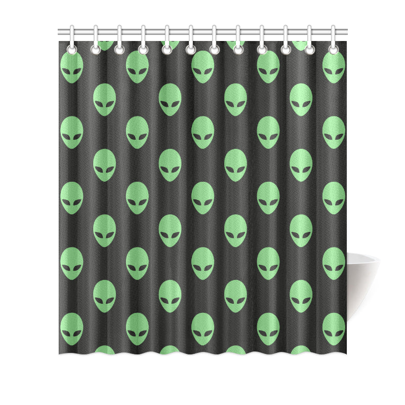 Alien Green Neon Pattern Print Design 01 Shower Curtain