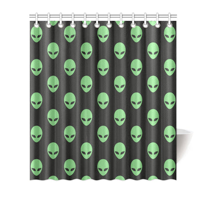 Alien Green Neon Pattern Print Design 01 Shower Curtain