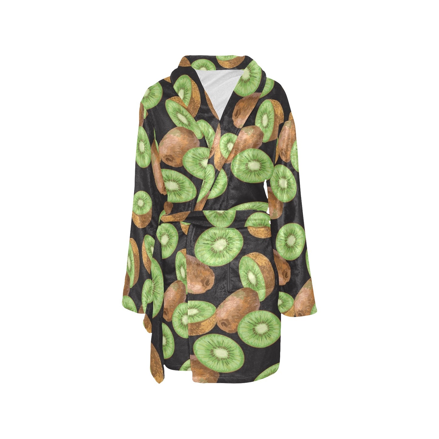 Kiwi Pattern Print Design KW03 Women's Fleece Robe