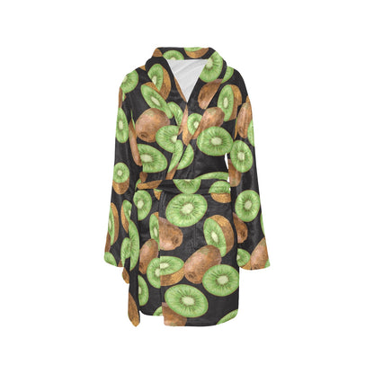 Kiwi Pattern Print Design KW03 Women's Fleece Robe