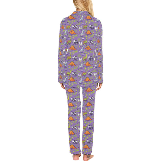 Zombie Dinosaur Print Design LKS302 Women's Long Pajama Set