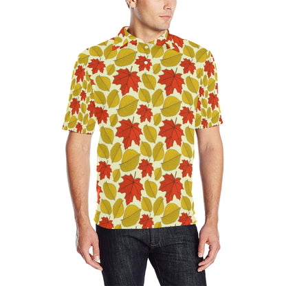 Elm Maple Leave Print Pattern Men Polo Shirt