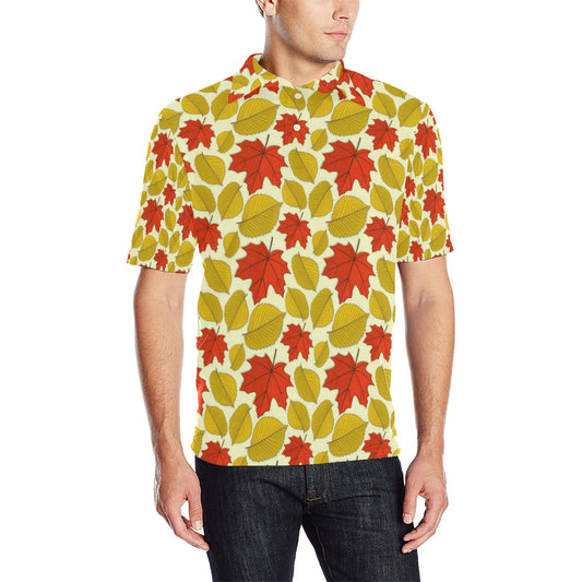 Elm Maple Leave Print Pattern Men Polo Shirt