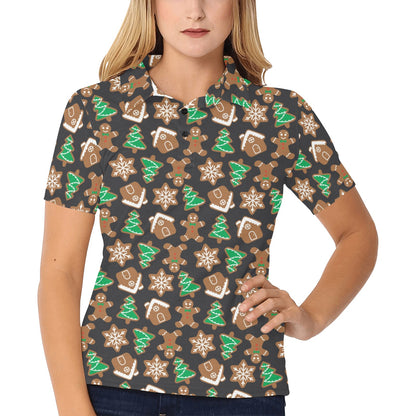 Gingerbread Pattern Print Design 02 Women's Polo Shirt