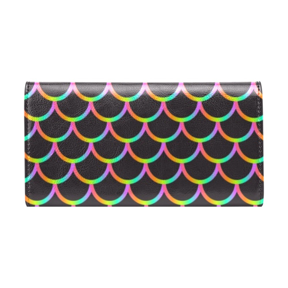Mermaid Tail Rainbow Design Print Women's Trifold Wallet