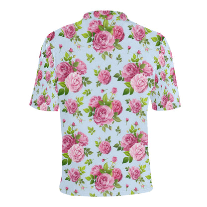 Rose Pink Pattern Print Design RO08 Men Polo Shirt