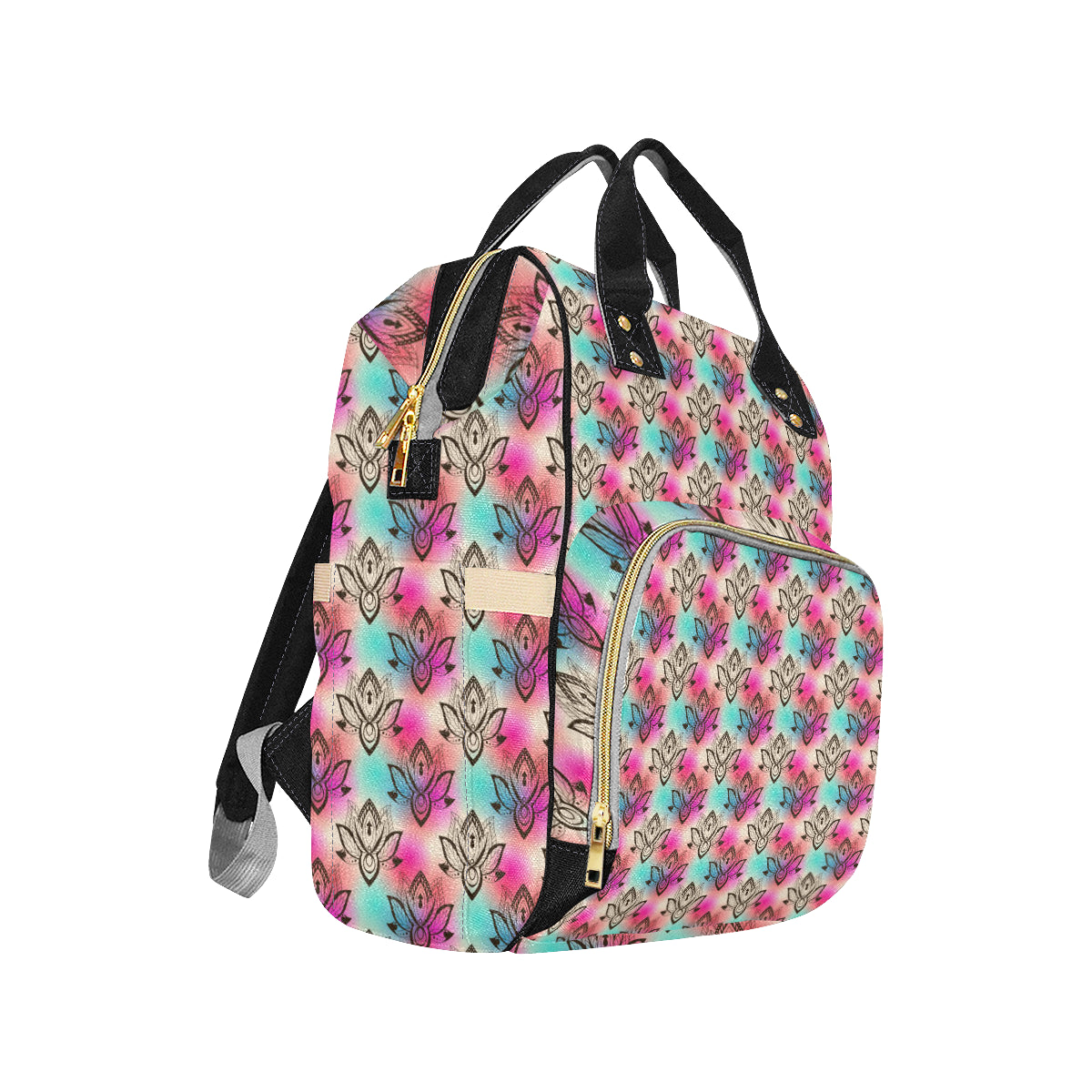 lotus Boho Pattern Print Design LO02 Diaper Bag Backpack