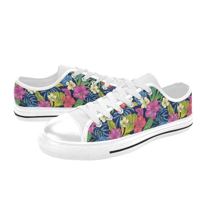 Hibiscus Print Design LKS3010 Women's White Low Top Shoes