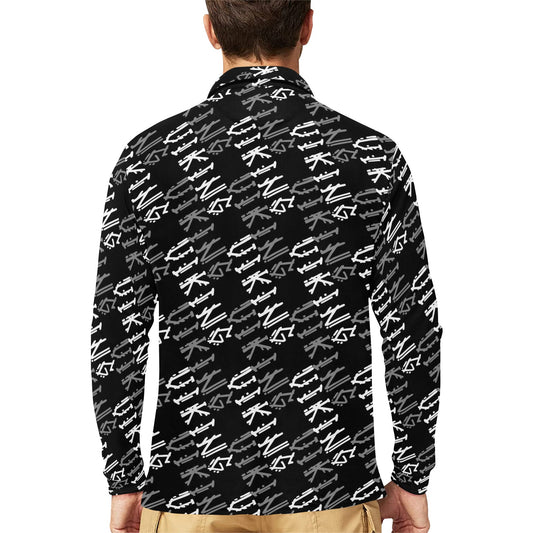 Vikings Print Design LKS306 Long Sleeve Polo Shirt For Men's