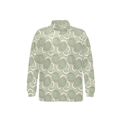 Cantaloupe Pattern Print Design 01 Long Sleeve Polo Shirt For Men's