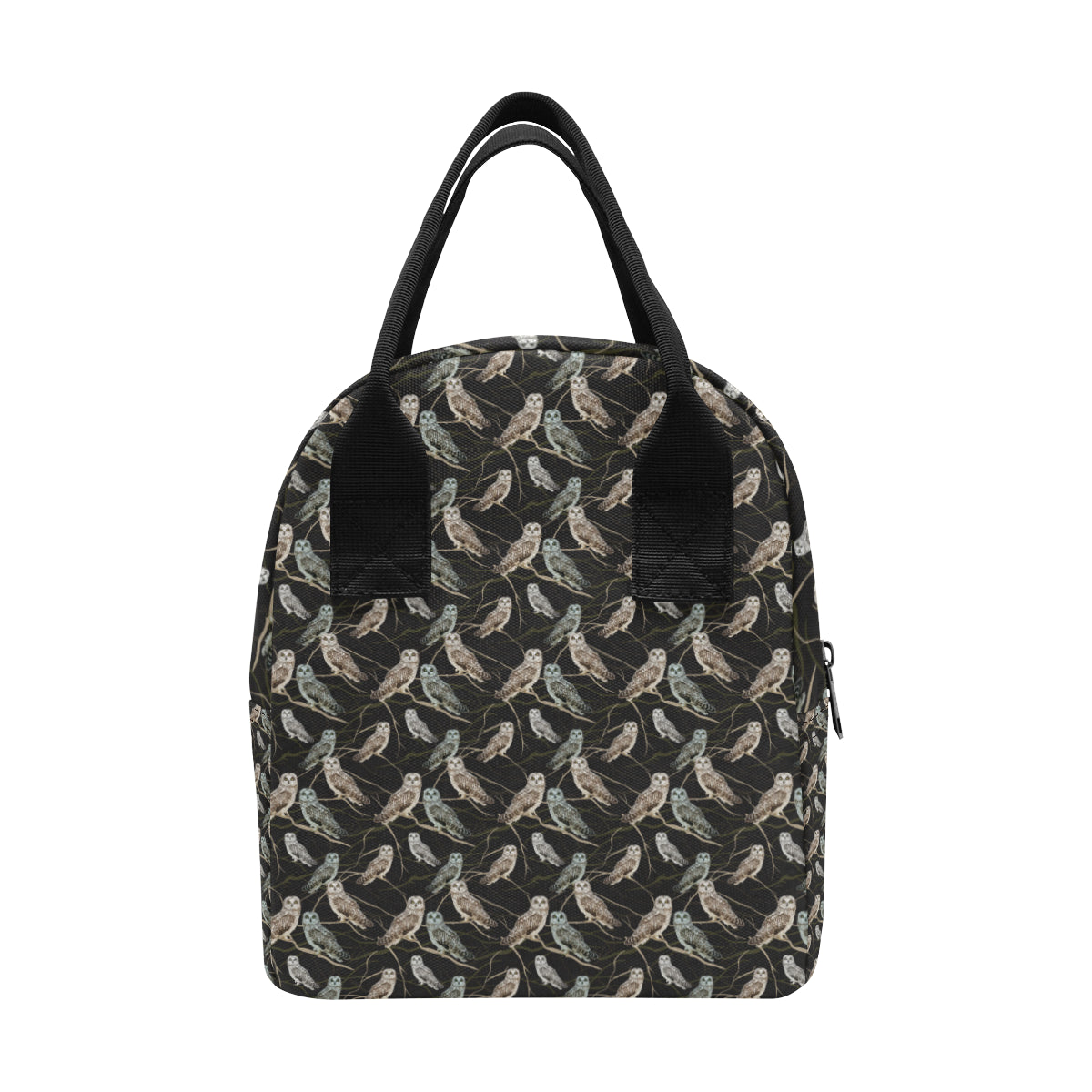 Owl Branch Themed Design Print Insulated Lunch Bag